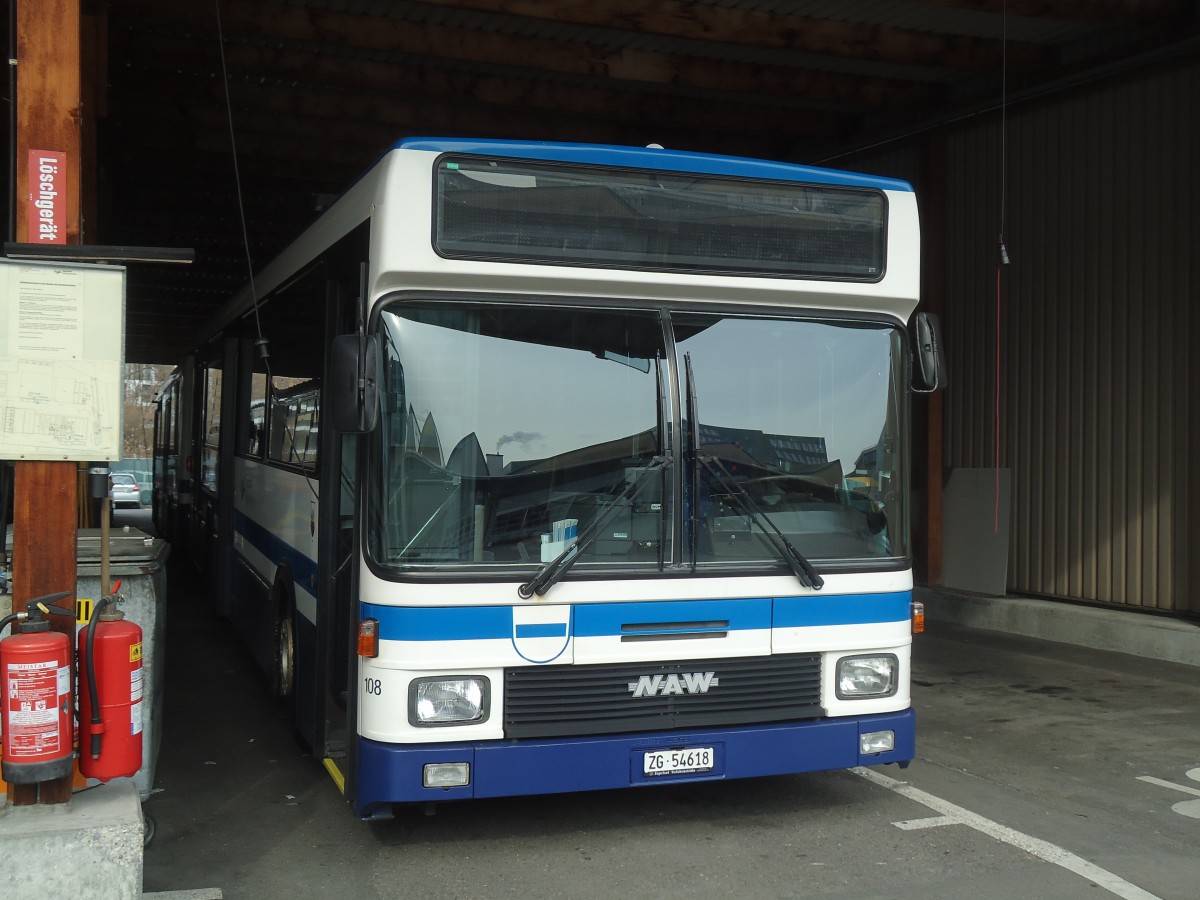 (138'037) - ZVB Zug - Nr. 108/ZG 54'618 - NAW/Hess (ex Nr. 98) am 6. M�rz 2012 in Zug, Garage