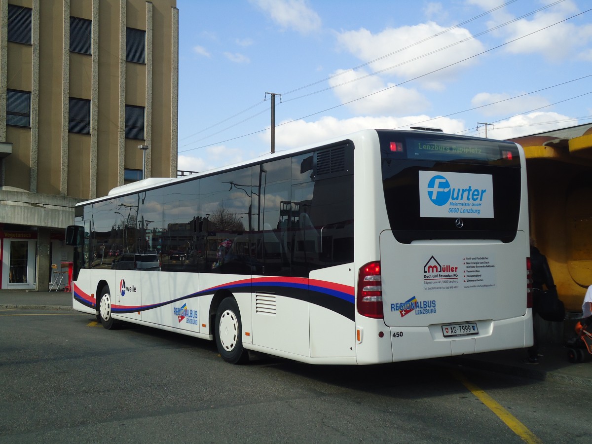 (138'093) - Knecht, Windisch - Nr. 450/AG 7999 - Mercedes am 6. M�rz 2012 beim Bahnhof Lenzburg