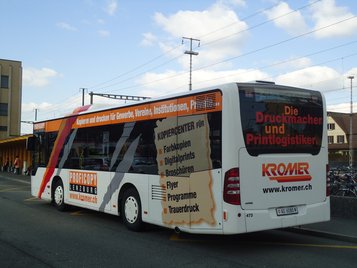 (138'095) - Knecht, Windisch - Nr. 473/AG 6080 - Mercedes (ex Nr. 73) am 6. M�rz 2012 beim Bahnhof Lenzburg
