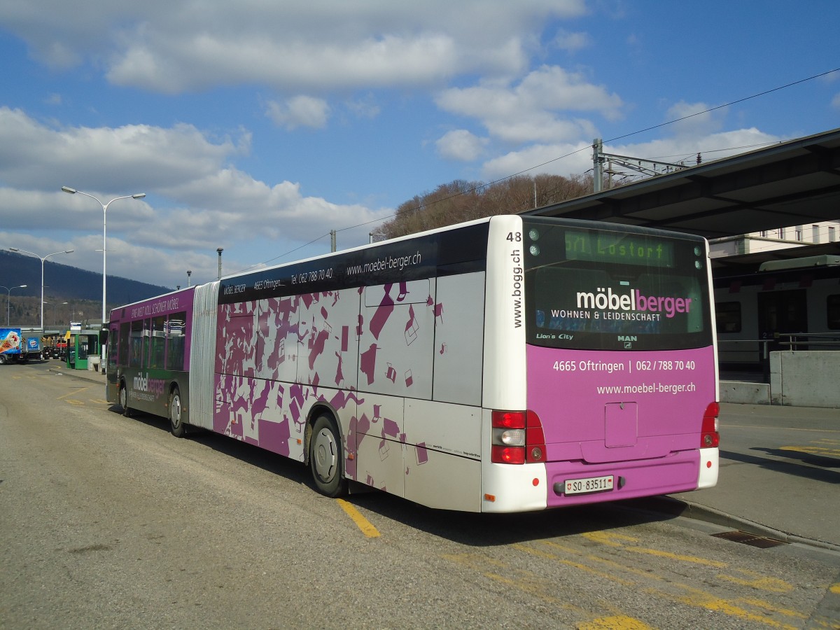 (138'098) - BOGG Wangen b.O. - Nr. 48/SO 83'511 - MAN am 6. M�rz 2012 beim Bahnhof Olten