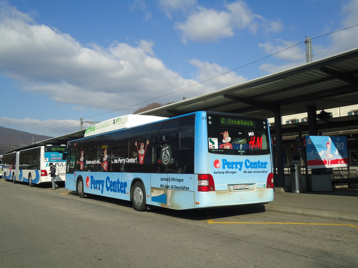 (138'126) - BOGG Wangen b.O. - Nr. 91/SO 120'402 - MAN am 6. M�rz 2012 beim Bahnhof Olten