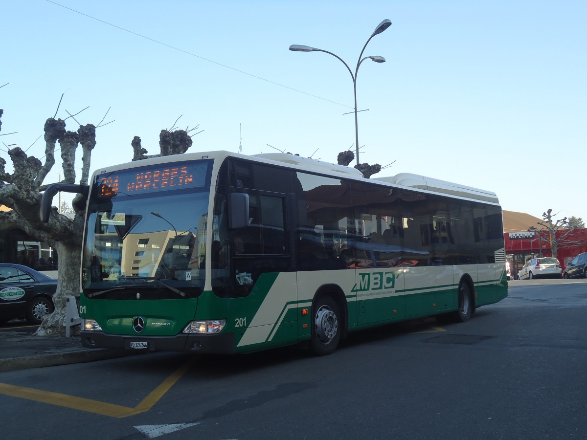 (138'154) - MBC Morges - Nr. 201/VD 324'244 - Mercedes am 9. M�rz 2012 beim Bahnhof Morges
