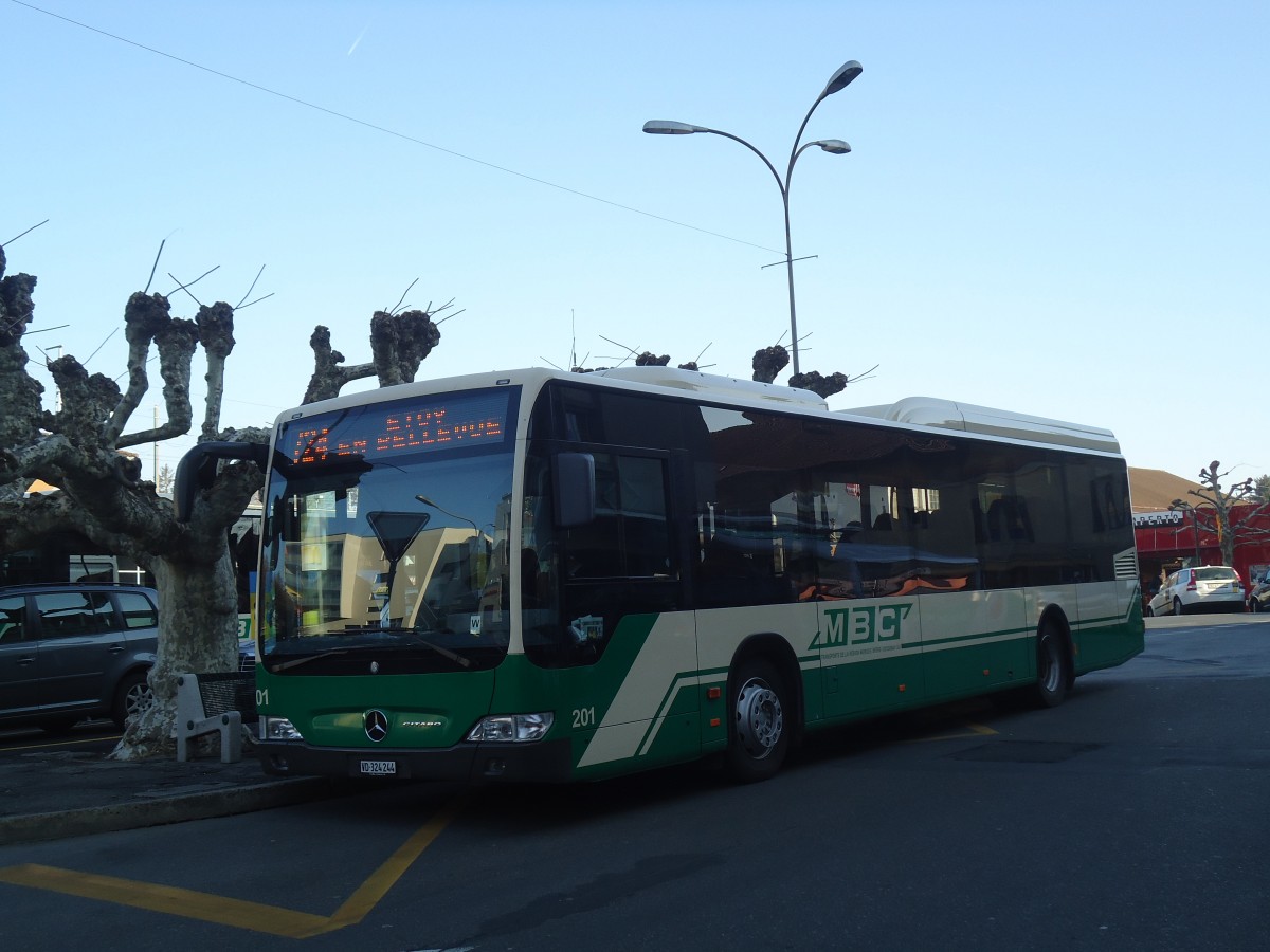 (138'159) - MBC Morges - Nr. 201/VD 324'244 - Mercedes am 9. M�rz 2012 beim Bahnhof Morges