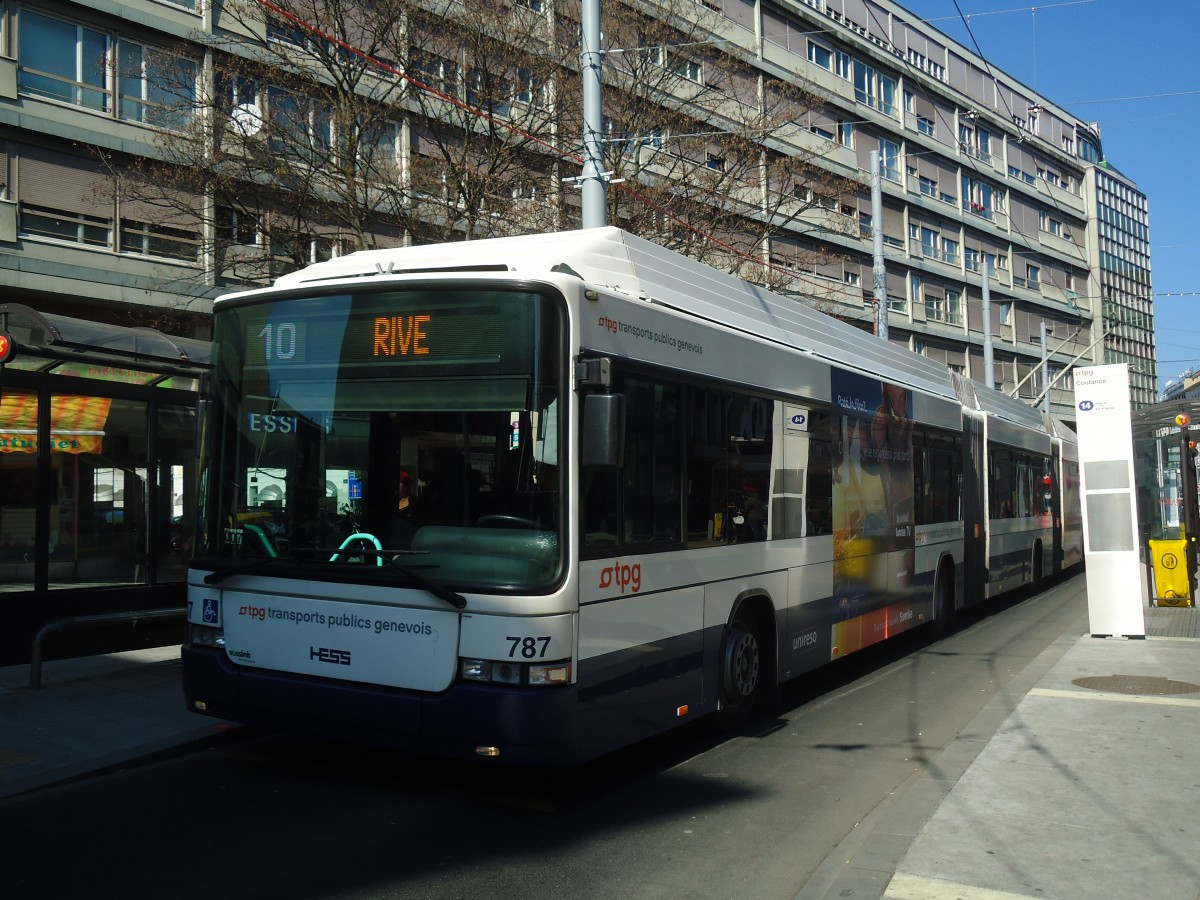 (138'264) - TPG Gen�ve - Nr. 787 - Hess/Hess Doppelgelenktrolleybus am 9. M�rz 2012 in Gen�ve, Coutance