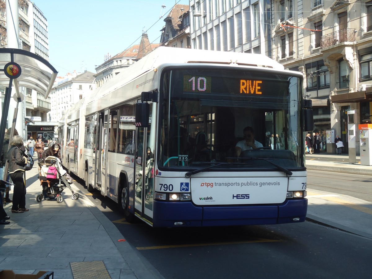 (138'281) - TPG Gen�ve - Nr. 790 - Hess/Hess Doppelgelenktrolleybus am 9. M�rz 2012 in Gen�ve, Coutance