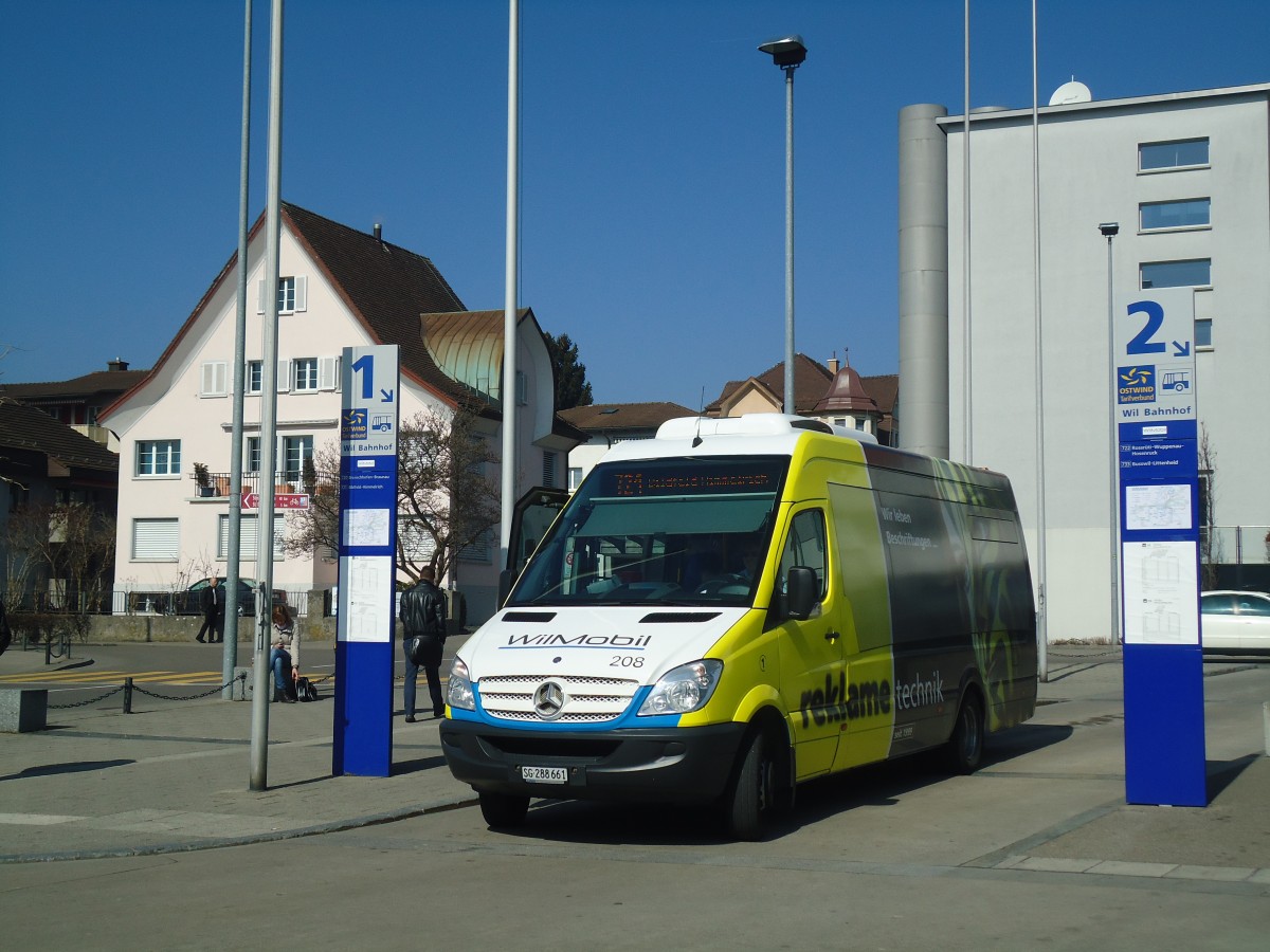 (138'330) - WilMobil, Wil - Nr. 208/SG 288'661 - Mercedes am 14. M�rz 2012 beim Bahnhof Wil