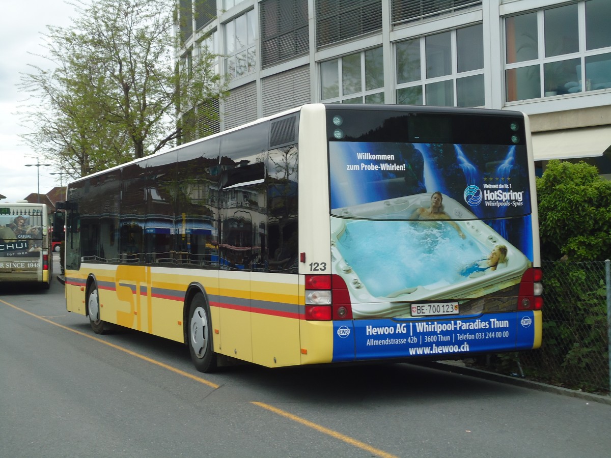 (138'600) - STI Thun - Nr. 123/BE 700'123 - MAN am 2. Mai 2012 bei der Schiffl�ndte Thun