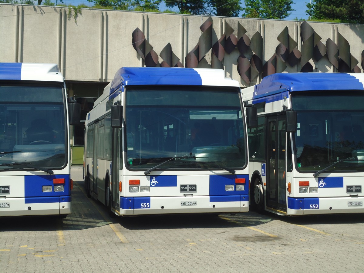 (138'770) - TL Lausanne - Nr. 555/VD 1654 - Van Hool am 13. Mai 2012 in Lausanne, D�p�t Borde