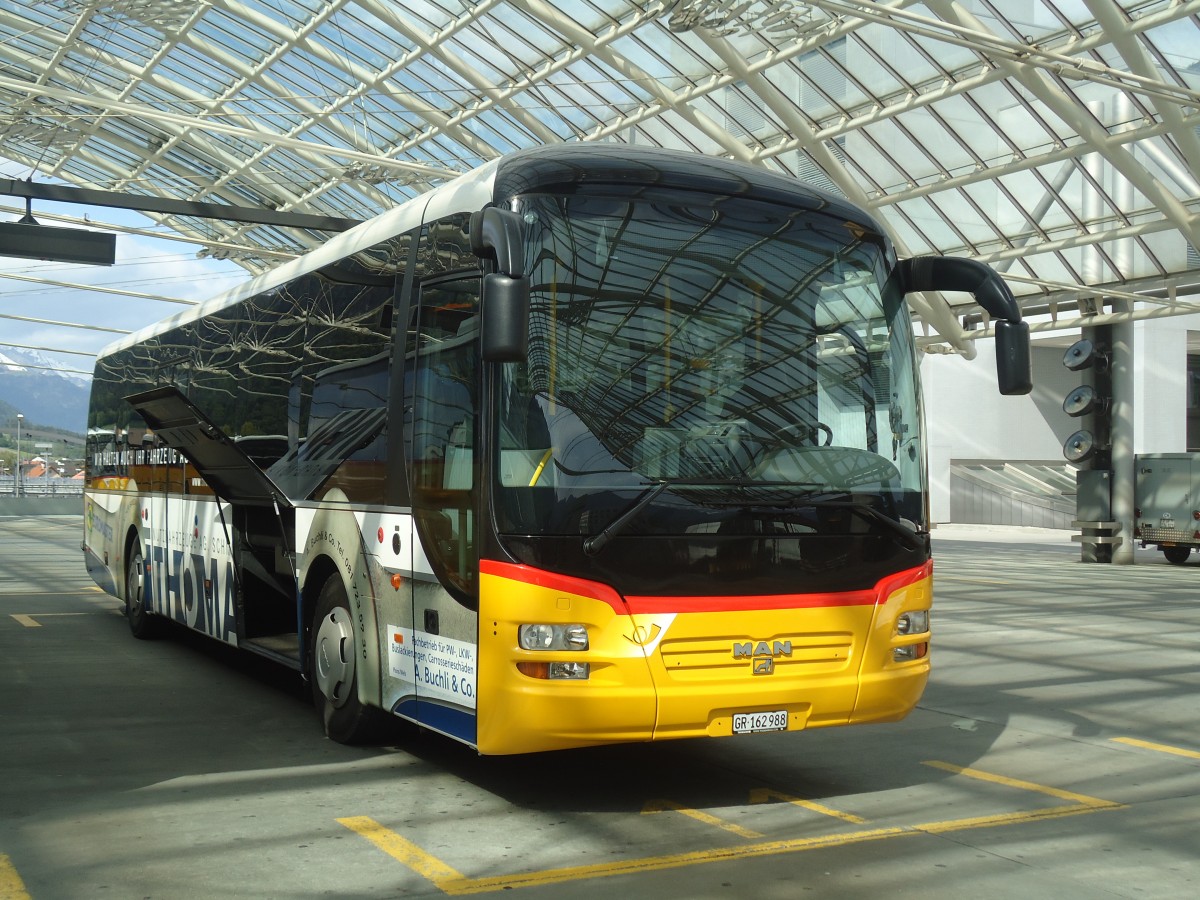 (139'001) - PostAuto Graub�nden - GR 162'988 - MAN am 20. Mai 2012 in Chur, Postautostation