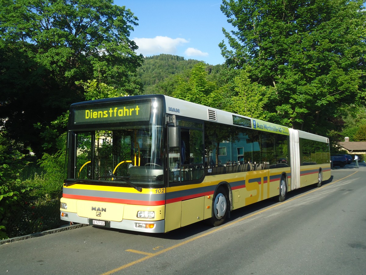 (139'178) - STI Thun - Nr. 102/BE 577'102 - MAN am 1. Juni 2012 bei der Schiffl�ndte Thun