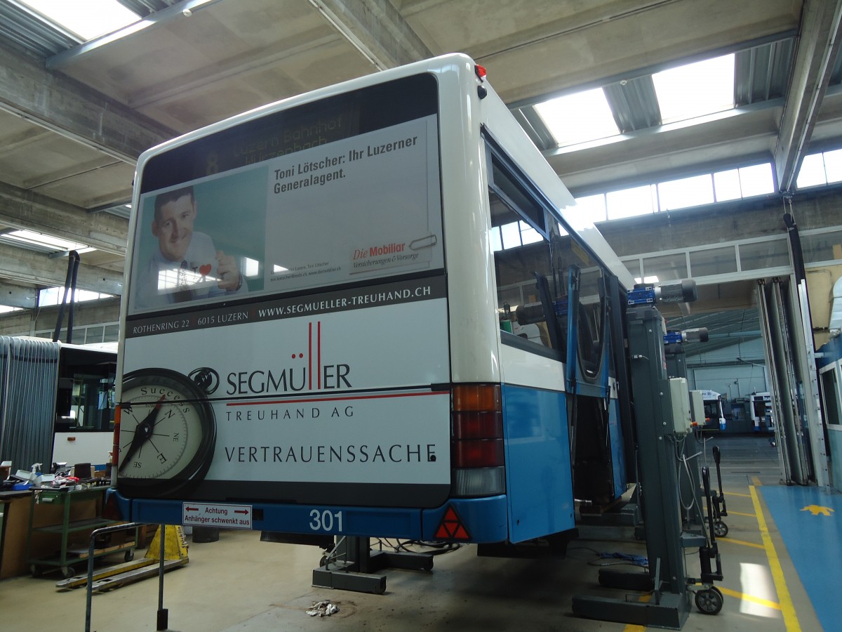 (139'235) - VBL Luzern - Nr. 301 - Lanz+Marti/Hess Personenanh�nger am 2. Juni 2012 in Luzern, Depot