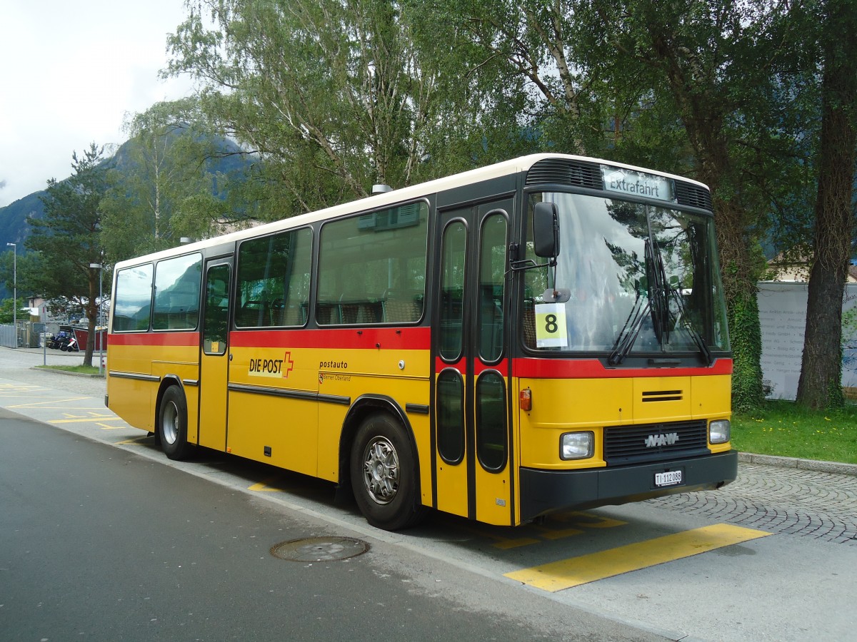 (139'443) - Marchetti, Airolo - TI 112'088 - NAW/Hess (ex PostAuto Bern; ex AVG Meiringen Nr. 66; ex P 24'452) am 11. Juni 2012 beim Bahnhof Fl�elen