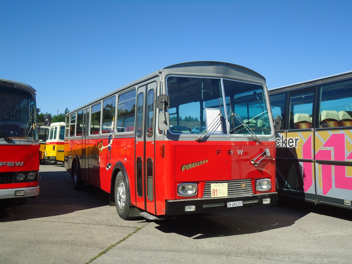 (139'488) - Weidmann, Greifensee - ZH 490'297 - FBW/T�scher (ex VZO Gr�ningen Nr. 30) am 16. Juni 2012 in Hinwil, AMP
