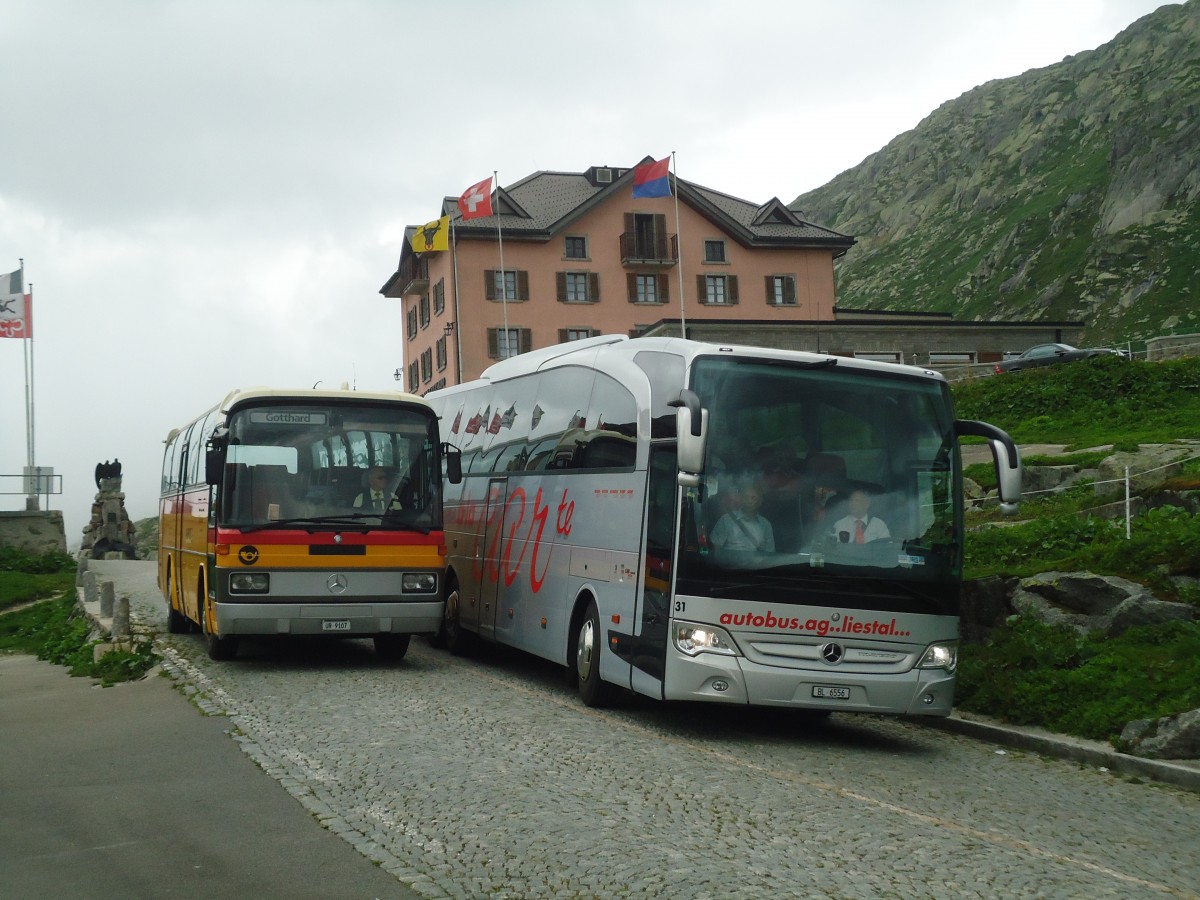(140'356) - Mattli, Wassen - UR 9107 - Mercedes + AAGL Liestal - Nr. 31/BL 6556 - Mercedes am 1. Juli 2012 in Gotthard, Passh�he