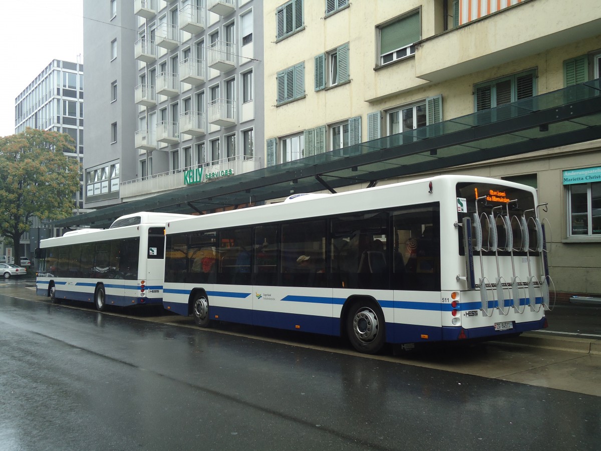 (141'439) - ZVB Zug - Nr. 511/ZG 84'511 - Lanz+Marti/Hess Personenanh�nger am 1. September 2012 beim Bahnhof Zug