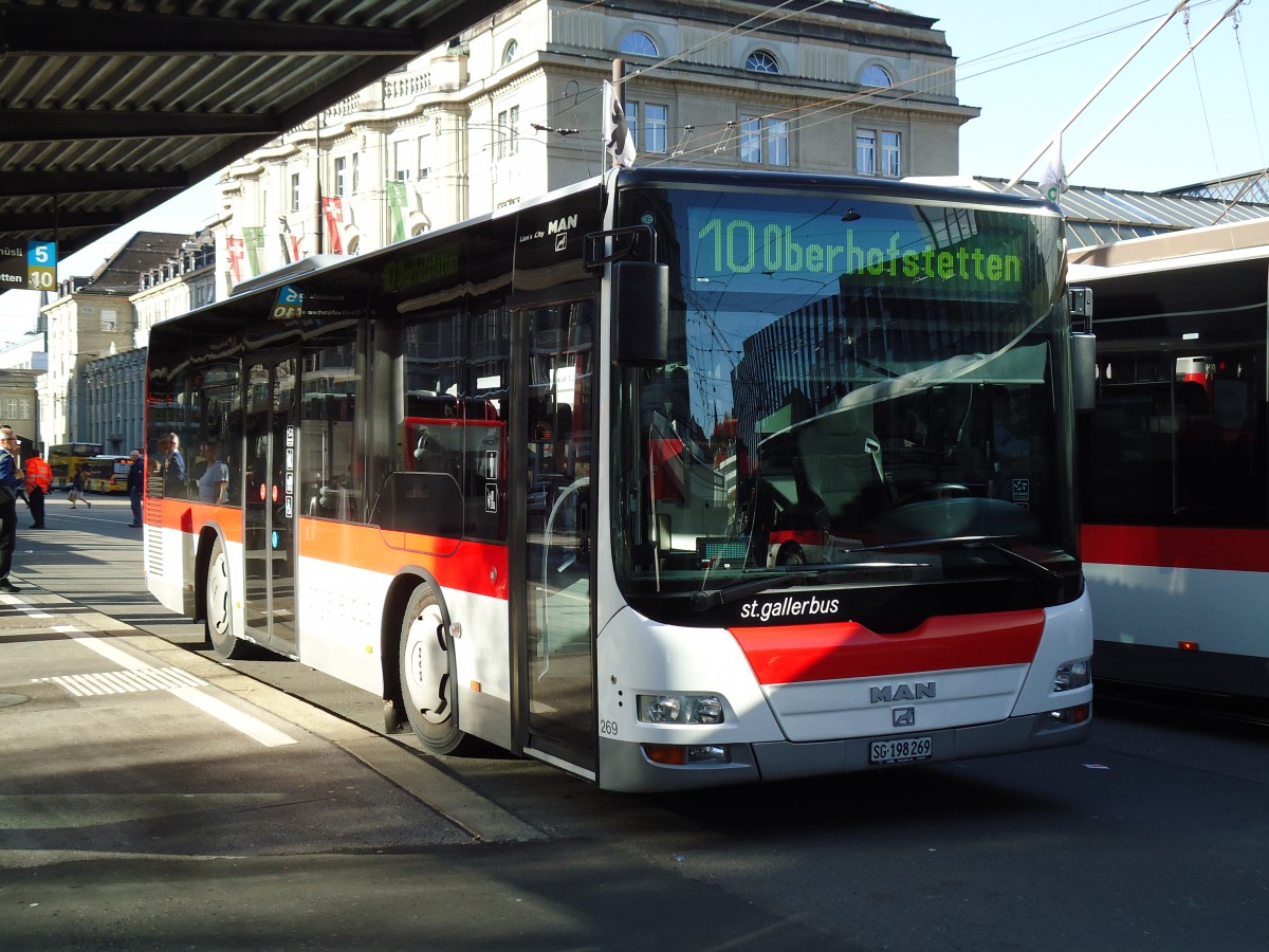 (141'951) - St. Gallerbus, St. Gallen - Nr. 269/SG 198'269 - MAN/G�ppel am 20. Oktober 2012 beim Bahnhof St. Gallen