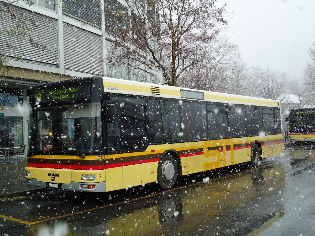 (142'311) - STI Thun - Nr. 77/BE 274'177 - MAN am 5. Dezember 2012 bei der Schiffl�ndte Thun