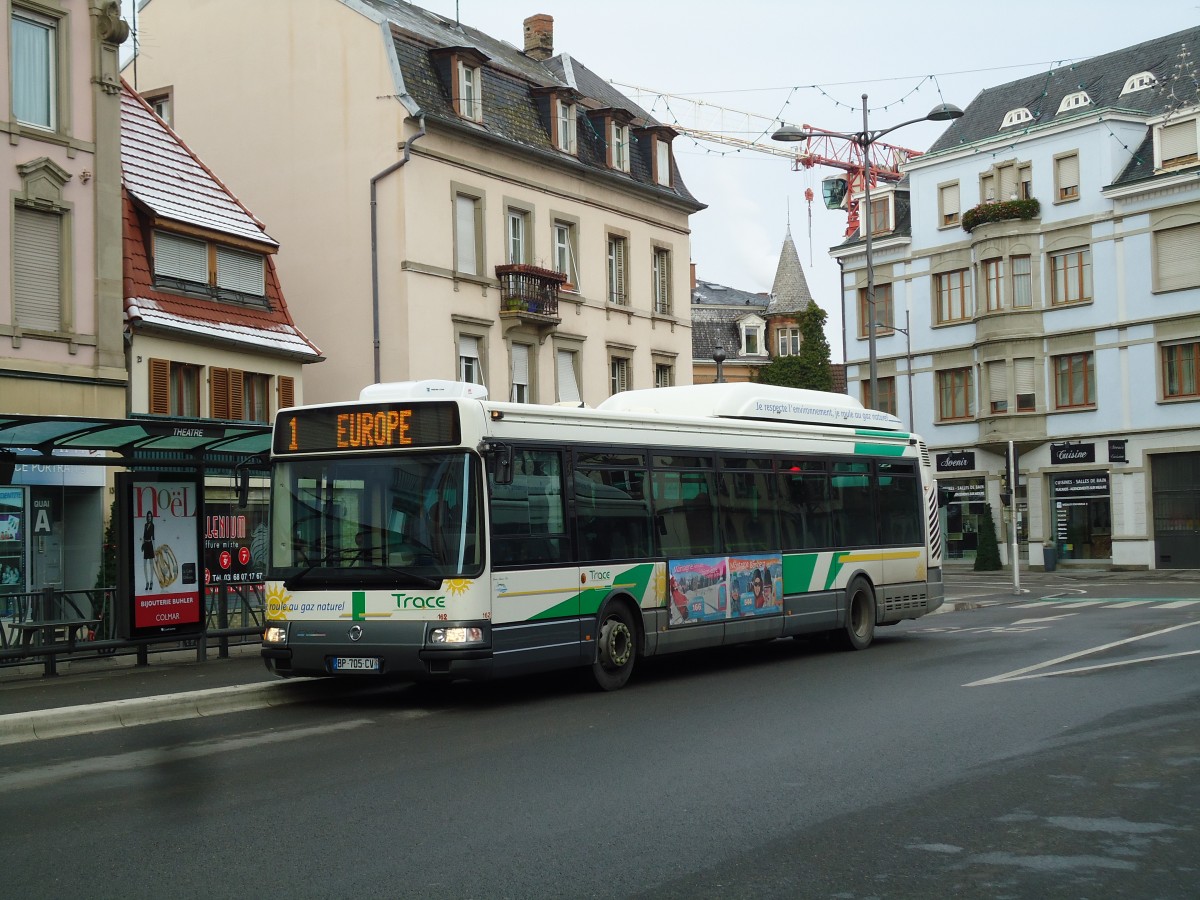 (142'349) - TRACE Colmar - Nr. 162/BP 705 CV - Irisbus am 8. Dezember 2012 in Colmar, Th��tre