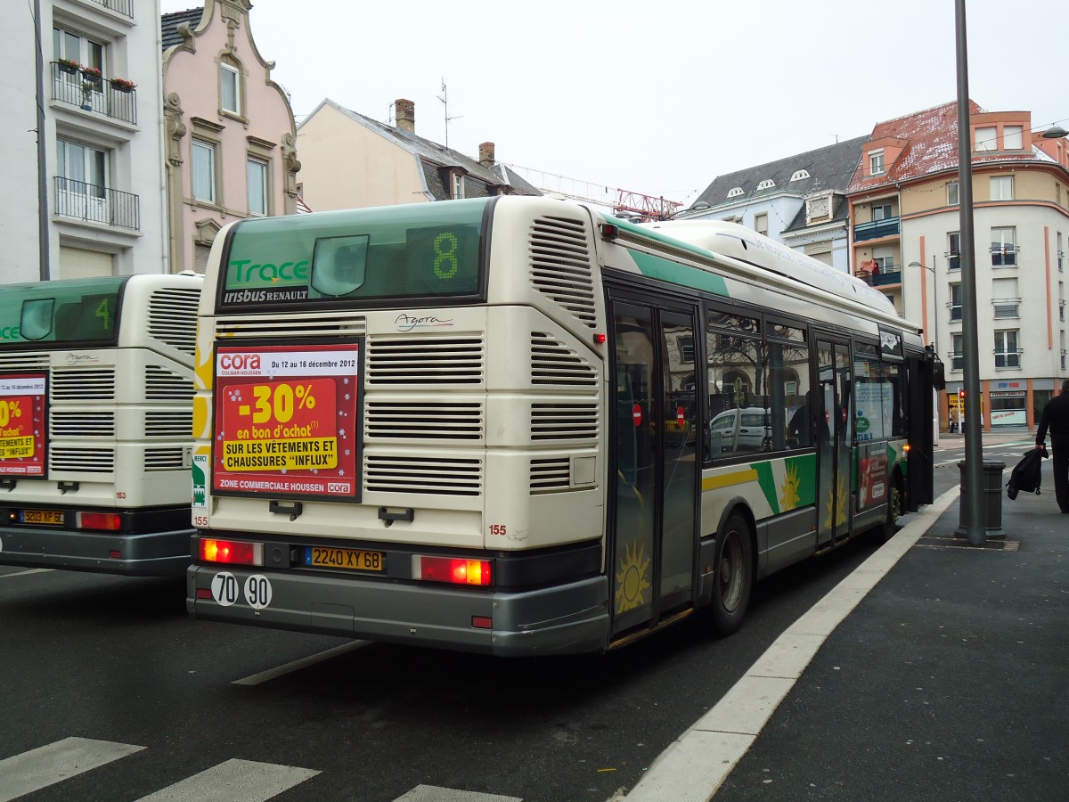 (142'361) - TRACE Colmar - Nr. 155/2240 XY 68 - Irisbus am 8. Dezember 2012 in Colmar, Th��tre