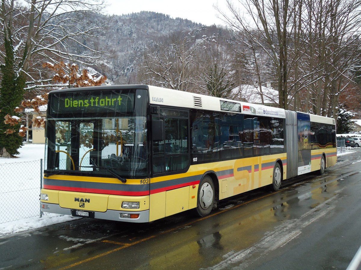 (142'428) - STI Thun - Nr. 103/BE 577'103 - MAN am 9. Dezember 2012 bei der Schiffl�ndte Thun