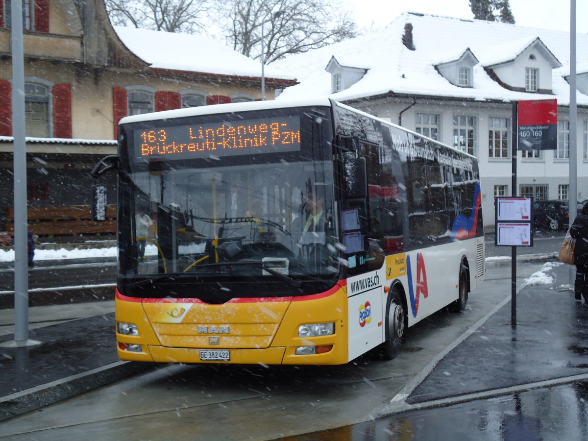 (142'439) - Lengacher, M�nsingen - Nr. 6/BE 382'422 - MAN/G�ppel am 10. Dezember 2012 beim Bahnhof M�nsingen