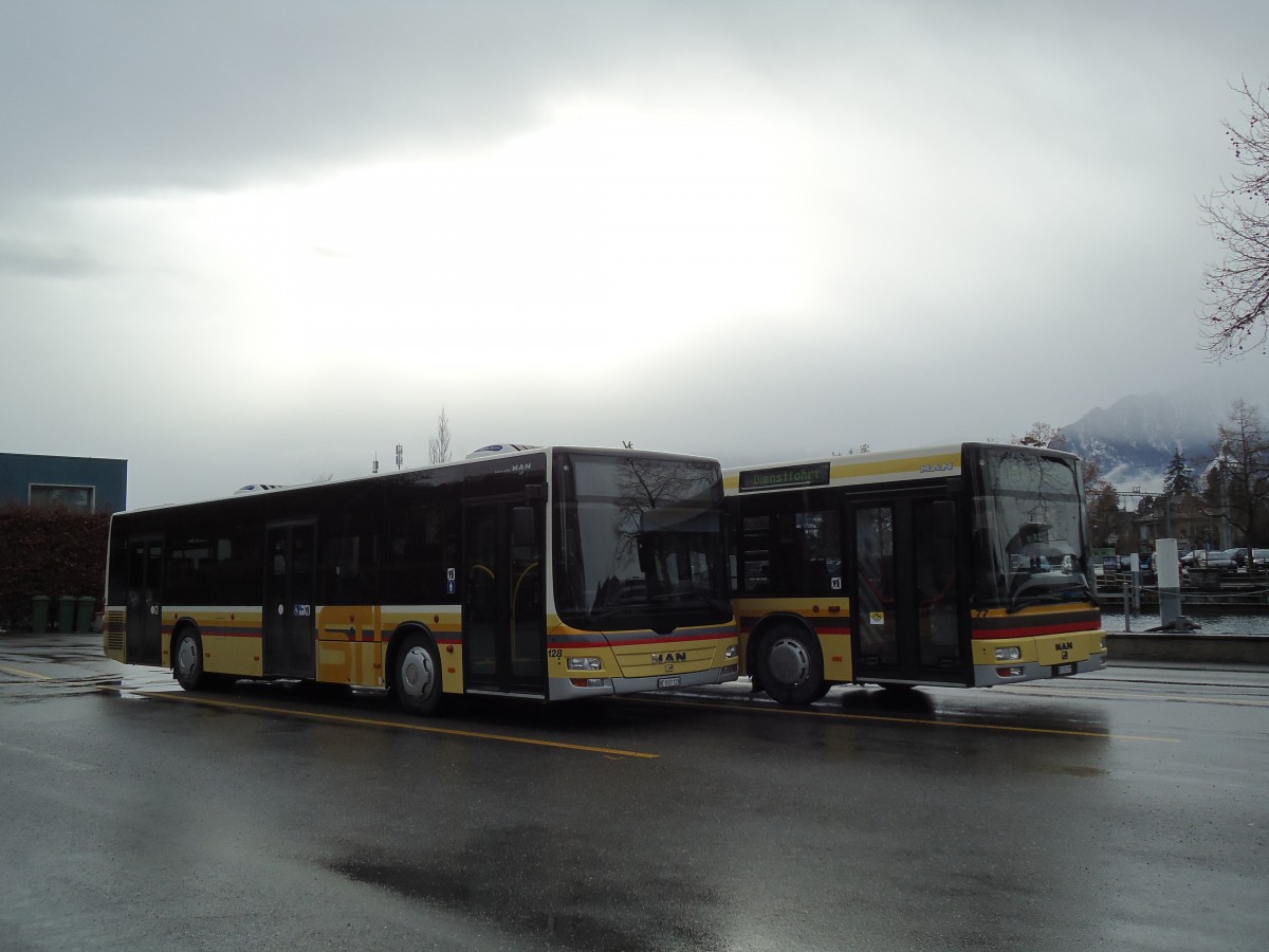 (142'556) - STI Thun - Nr. 128/BE 800'128 - MAN am 17. Dezember 2012 bei der Schiffl�ndte Thun