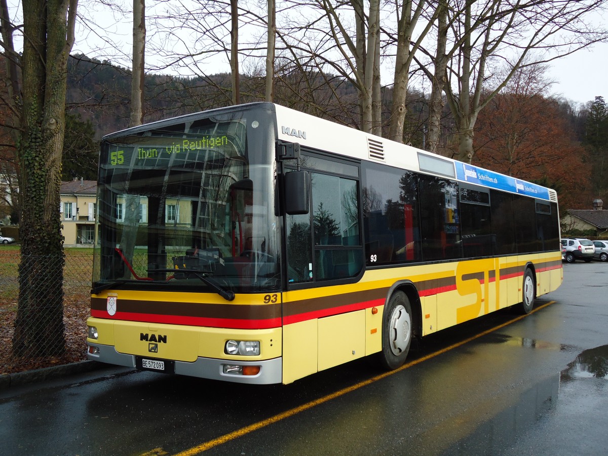 (142'557) - STI Thun - Nr. 93/BE 572'093 - MAN am 17. Dezember 2012 bei der Schiffl�ndte Thun