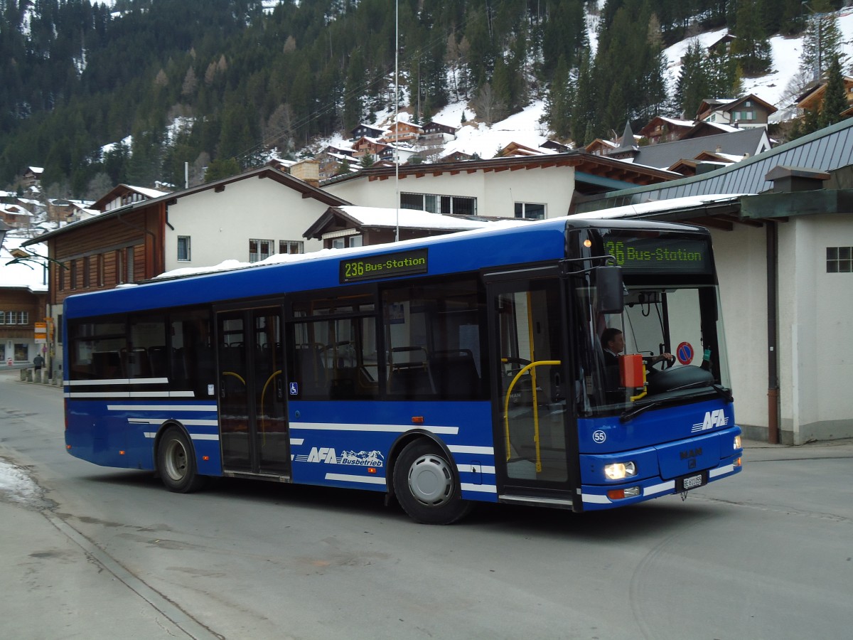 (142'873) - AFA Adelboden - Nr. 55/BE 611'055 - MAN/G�ppel am 1. Januar 2013 beim Autobahnhof Adelboden