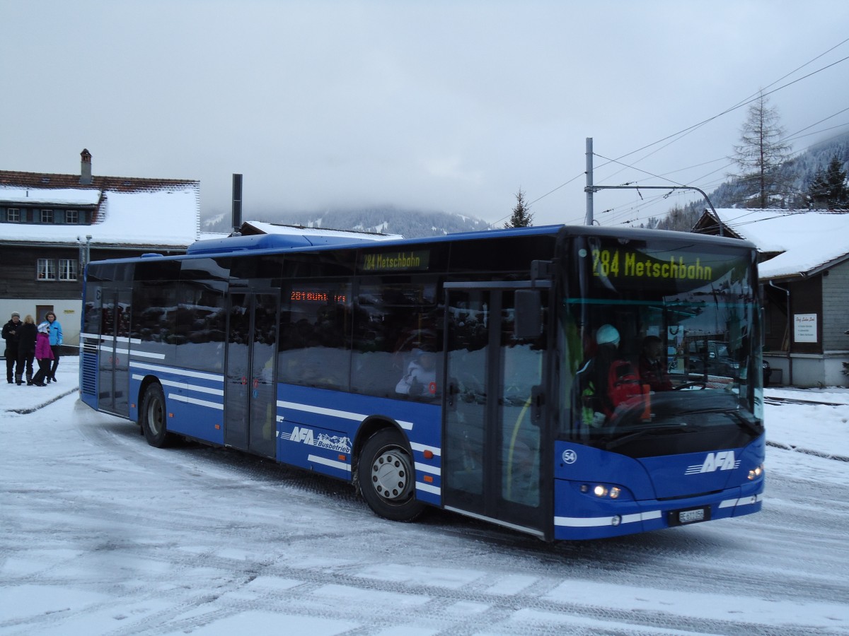 (142'899) - AFA Adelboden - Nr. 54/BE 611'056 - Neoplan (ex VBZ Z�rich Nr. 243) am 2. Januar 2013 beim Bahnhof Lenk