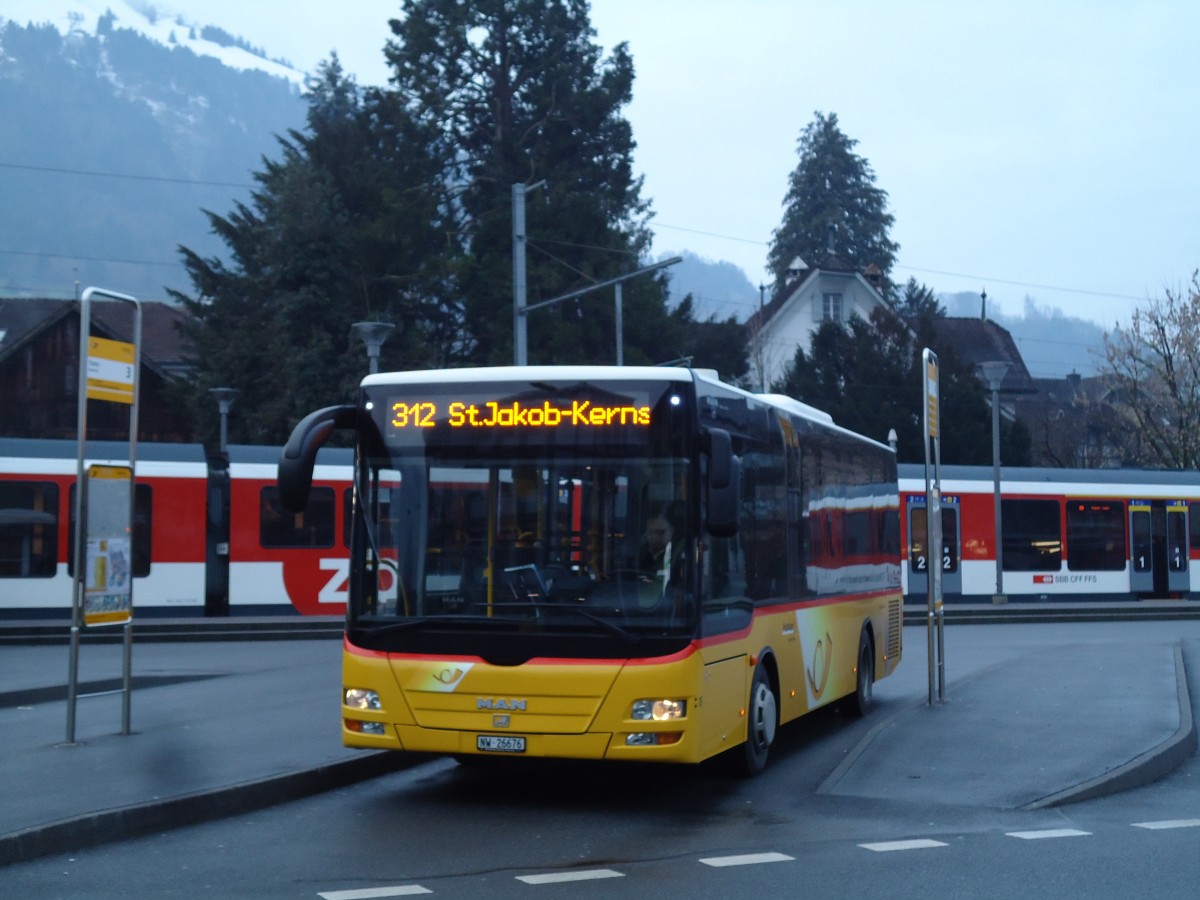 (142'922) - Thepra, Stans - Nr. 15/NW 26'676 - MAN/G�ppel am 5. Januar 2013 beim Bahnhof Stans