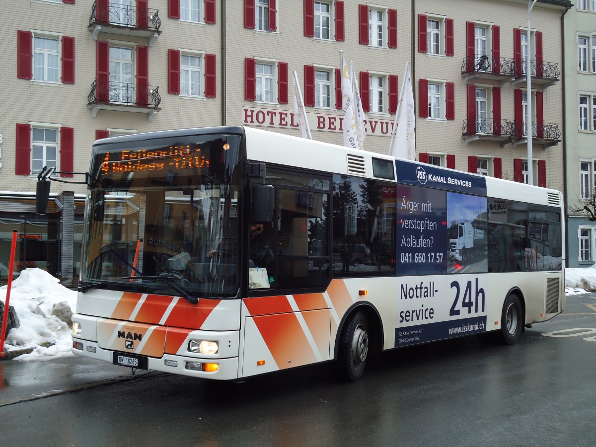(142'955) - EAB Engelberg - Nr. 4/OW 10'265 - MAN/G�ppel (ex AAGU Altdorf Nr. 55; ex Schultz, D-Herxheim) am 5. Januar 2013 beim Bahnhof Engelberg