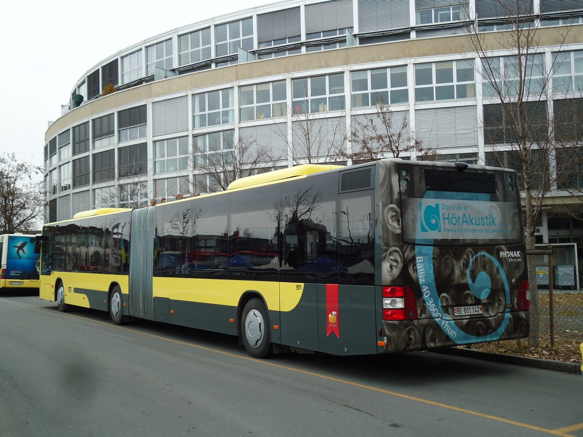 (143'116) - STI Thun - Nr. 142/BE 801'142 - MAN am 24. Januar 2013 bei der Schiffl�ndte Thun