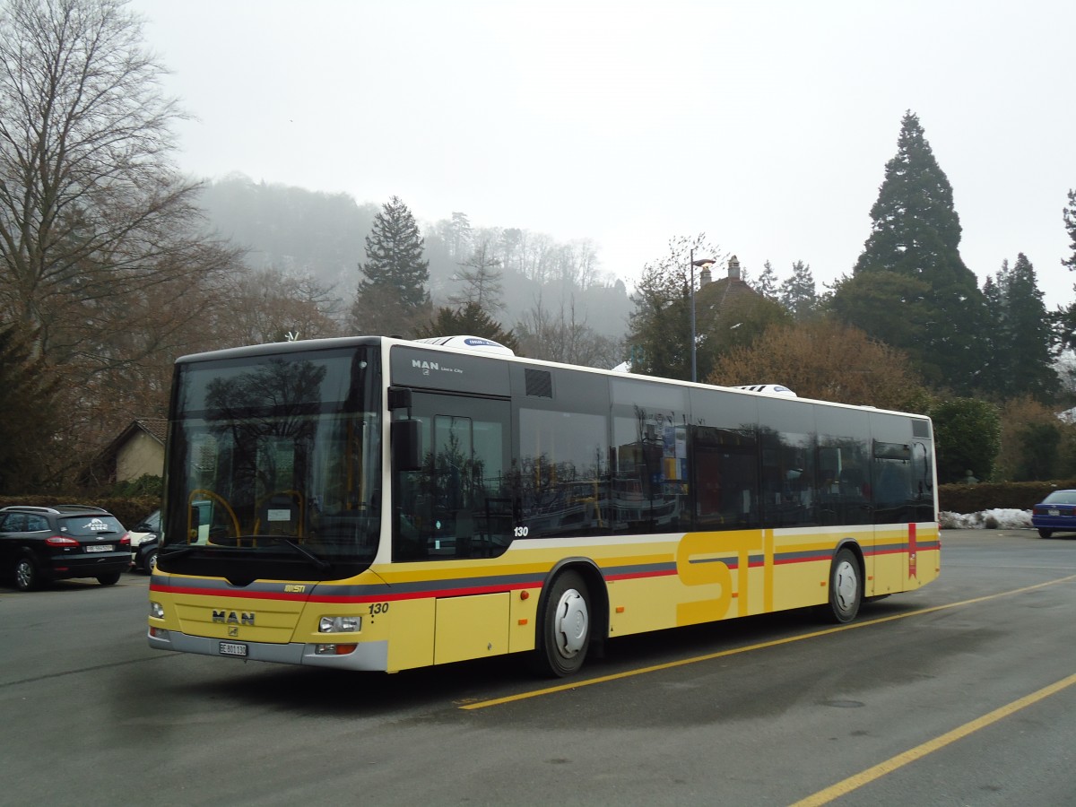 (143'445) - STI Thun - Nr. 130/BE 801'130 - MAN am 4. M�rz 2013 bei der Schiffl�ndte Thun