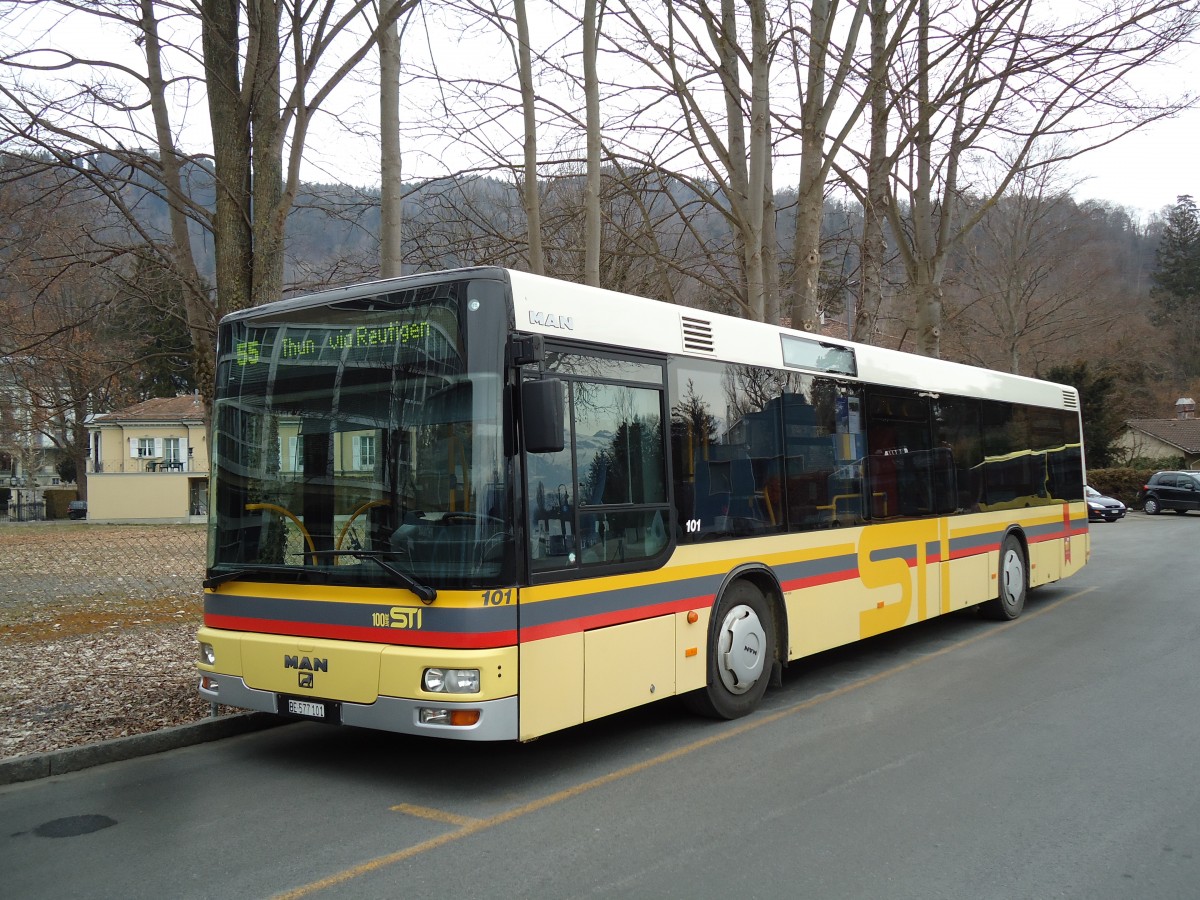 (143'461) - STI Thun - Nr. 101/BE 577'101 - MAN am 8. M�rz 2013 bei der Schiffl�ndte Thun
