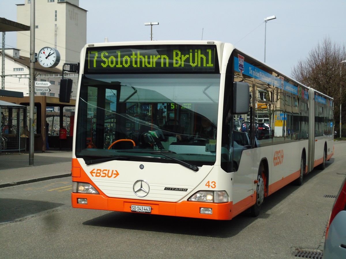 (143'492) - BSU Solothurn - Nr. 43/SO 143'443 - Mercedes am 16. M�rz 2013 beim Bahnhof Herzogenbuchsee