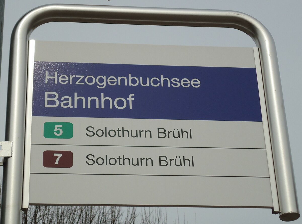 (143'498) - BSU-Haltestellenschild - Herzogenbuchsee, Bahnhof - am 16. M�rz 2013
