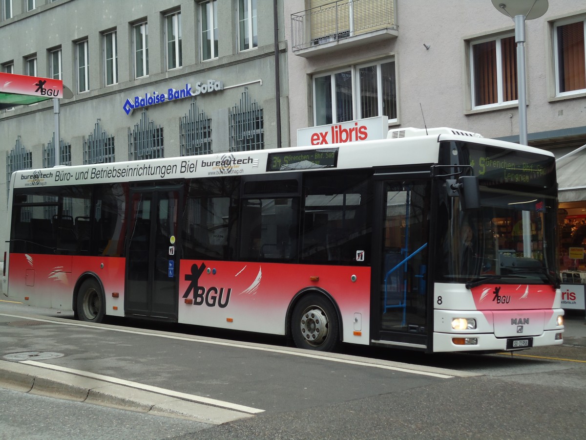 (143'539) - BGU Grenchen - Nr. 8/SO 21'958 - MAN/G�ppel am 23. M�rz 2013 in Grenchen, Postplatz