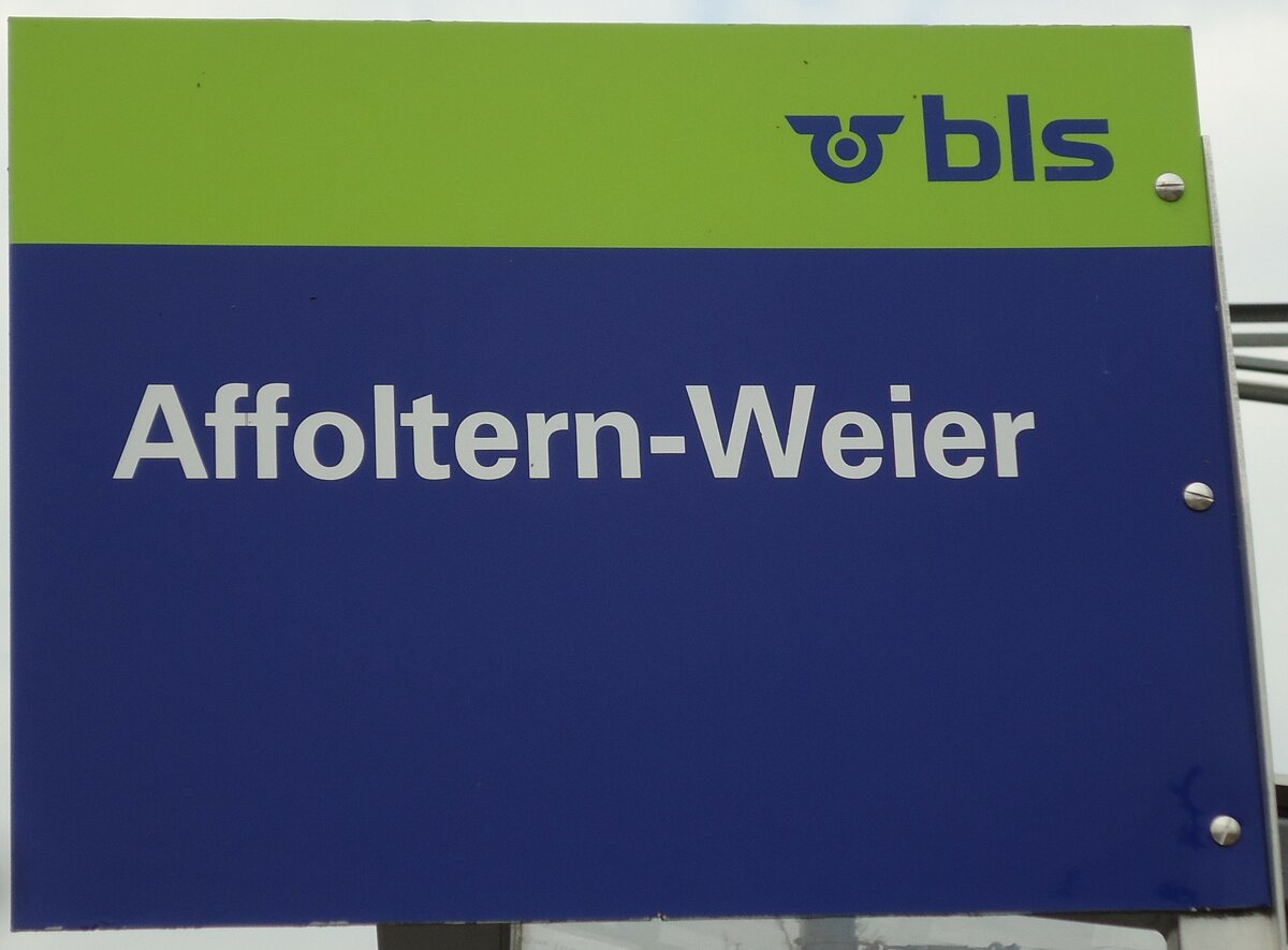 (143'568) - bls-Haltestellenschild - Affoltern-Weier, Bahnhof - am 23. M�rz 2013