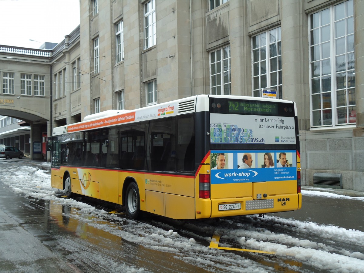(143'651) - Schwizer, Goldach - SG 2245 - MAN am 20. April 2013 beim Bahnhof St. Gallen