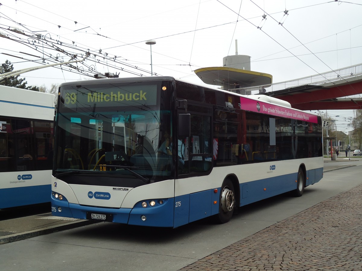 (143'805) - VBZ Z�rich - Nr. 275/ZH 726'275 - Neoplan am 21. April 2013 in Z�rich, Bucheggplatz