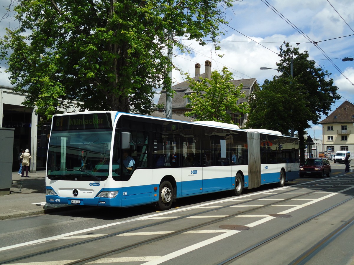(144'439) - VBZ Z�rich - Nr. 416/ZH 745'416 - Mercedes am 20. Mai 2013 beim Bahnhof Z�rich-Oerlikon