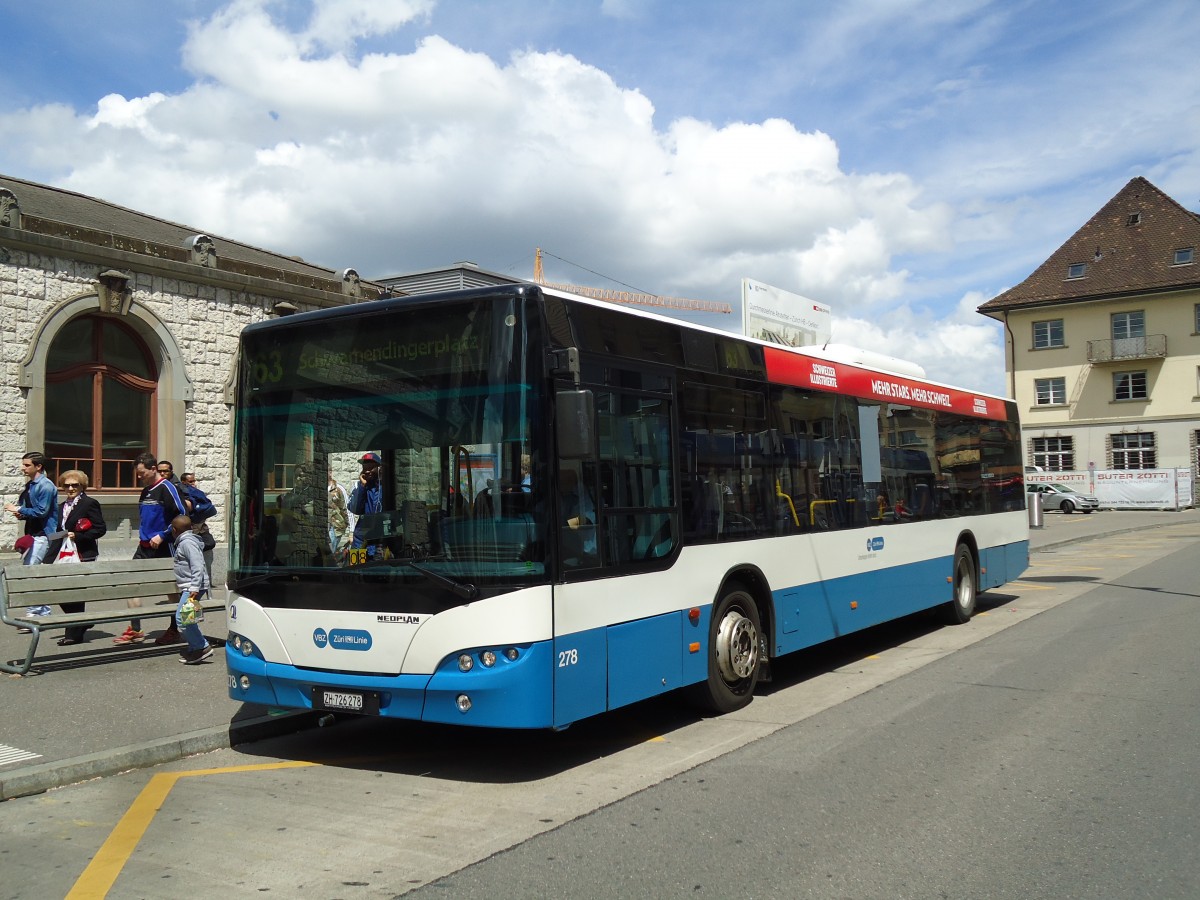 (144'441) - VBZ Z�rich - Nr. 278/ZH 726'278 - Neoplan am 20. Mai 2013 beim Bahnhof Z�rich-Oerlikon