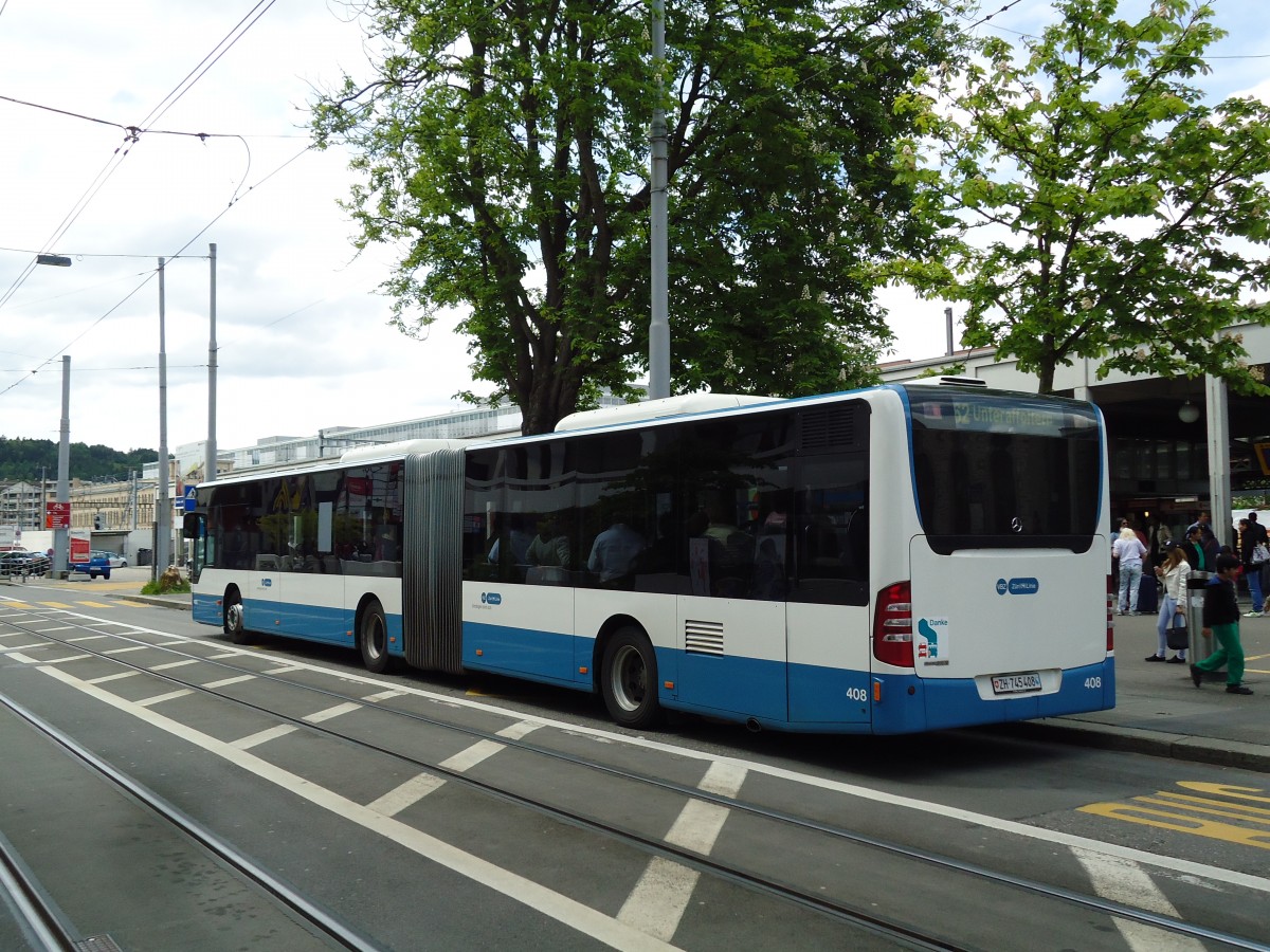 (144'444) - VBZ Z�rich - Nr. 408/ZH 745'408 - Mercedes am 20. Mai 2013 beim Bahnhof Z�rich-Oerlikon