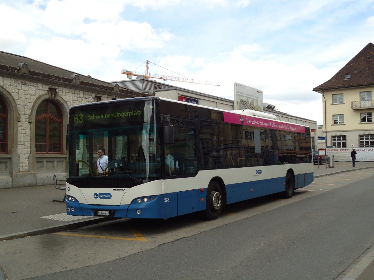 (144'445) - VBZ Z�rich - Nr. 273/ZH 726'273 - Neoplan am 20. Mai 2013 beim Bahnhof Z�rich-Oerlikon