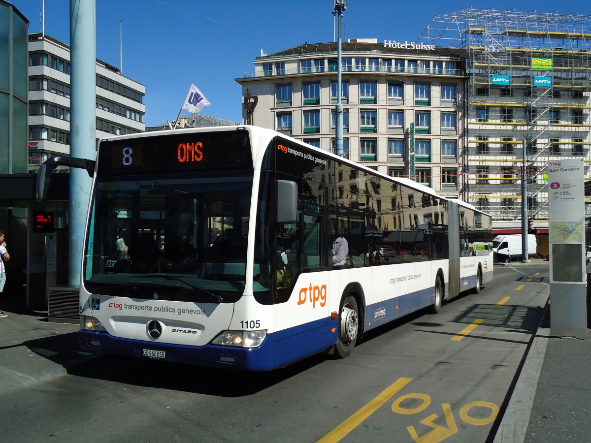 (144'714) - TPG Gen�ve - Nr. 1105/GE 960'855 - Mercedes am 27. Mai 2013 beim Bahnhof Gen�ve