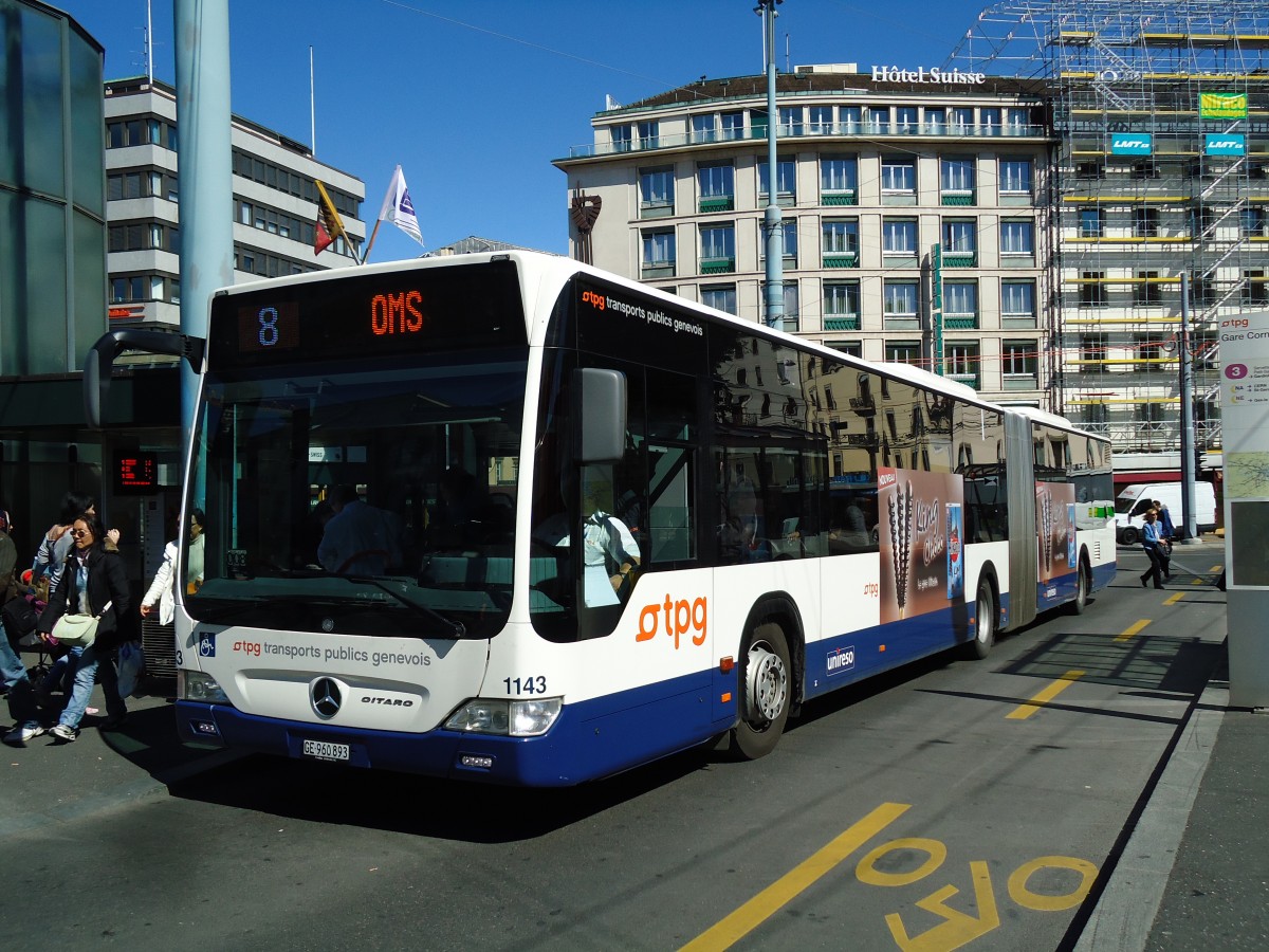 (144'733) - TPG Gen�ve - Nr. 1143/GE 960'893 - Mercedes am 27. Mai 2013 beim Bahnhof Gen�ve