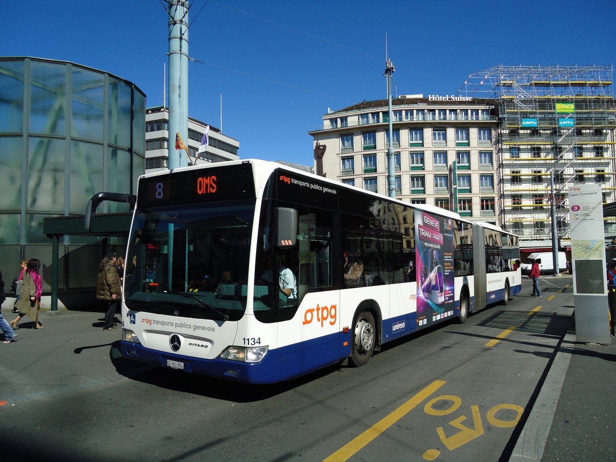 (144'746) - TPG Gen�ve - Nr. 1134/GE 960'884 - Mercedes am 27. Mai 2013 beim Bahnhof Gen�ve