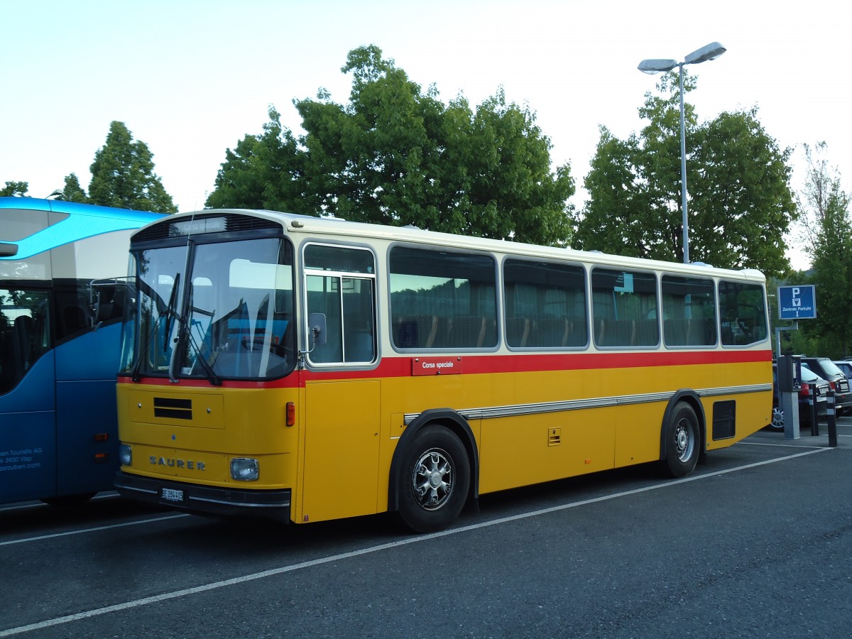 (144'821) - Overney, Bern - BE 284'415 - Saurer/T�scher (ex Autopostale, Croglio Nr. 10; ex Monti, Cademario Nr. 10; ex PostAuto Graub�nden; ex Frigg, Zernez; ex P 24'403) am 6. Juni 2013 in Thun, Seestrasse