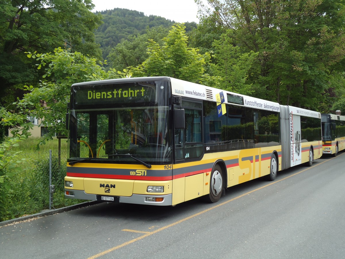 (144'871) - STI Thun - Nr. 104/BE 577'104 - MAN am 9. Juni 2013 bei der Schiffl�ndte Thun