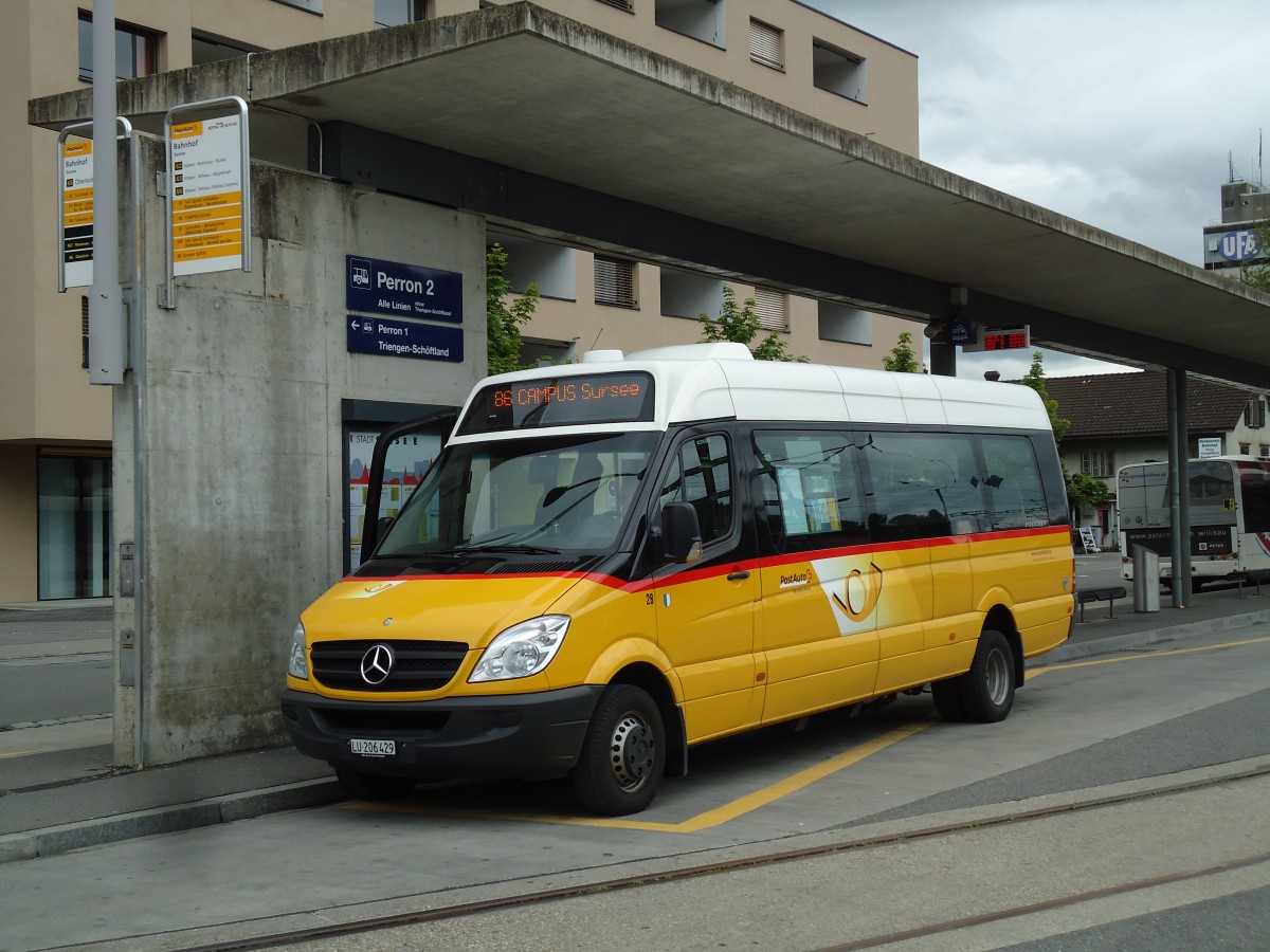 (144'920) - H�fliger, Sursee - Nr. 28/LU 206'429 - Mercedes am 10. Juni 2013 beim Bahnhof Sursee